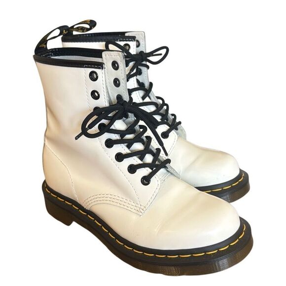 Dr. Martens 1460 white leather combat boots size 6 - Picture 3 of 14